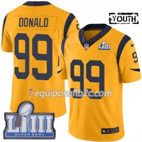 Camiseta Niño NFL Los Angeles Rams Aaron Donald  99 Nike Gold 2019 Super Bowl LIII